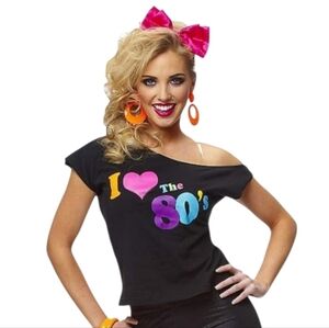 Costume Culture ~ Black “I Love the 80’s” Retro Graphic Tee (S/M)